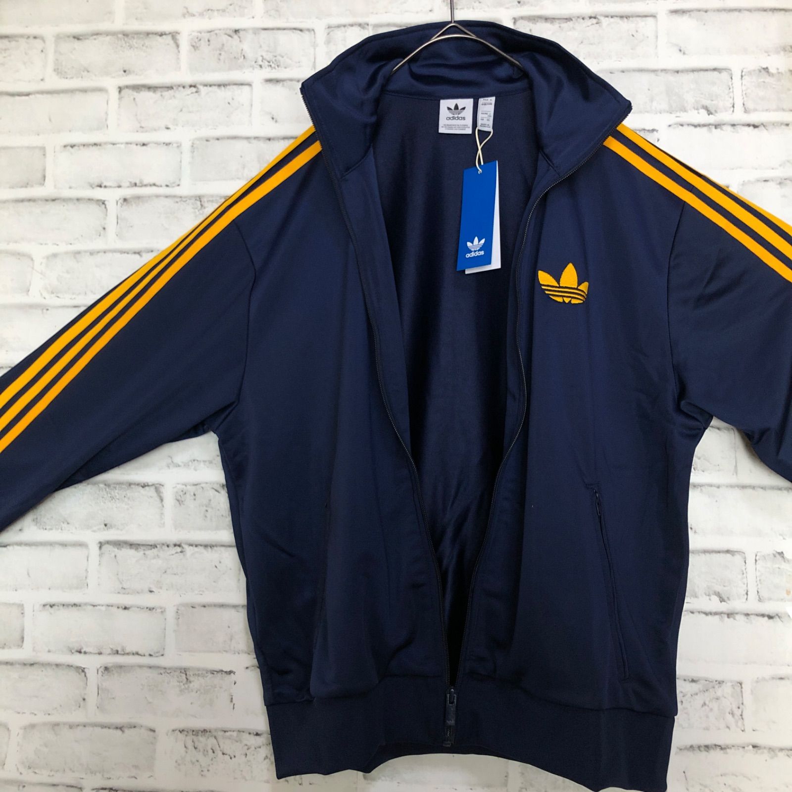 adidas トラックジャケット 90s ブラック×イエロー フラワー刺繍