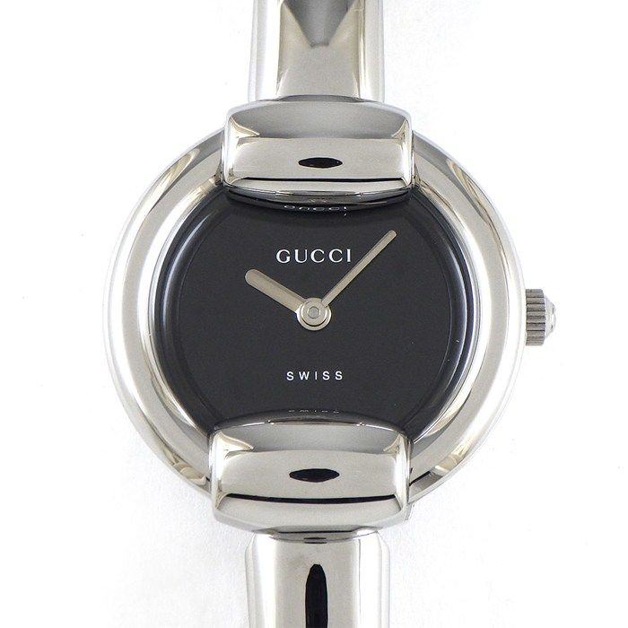 グッチ GUCCI 腕時計 バングルウォッチ 1400L ラウンド ブラック文字盤 SS クオーツアナログ