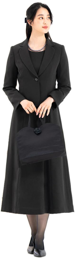 アッドルージュ ブラックフォーマル 喪服 礼服 レディース 前開き ワンピース ロング丈 レギュラー丈 大きいサイズ m5241 11号 ブラック-ロング丈