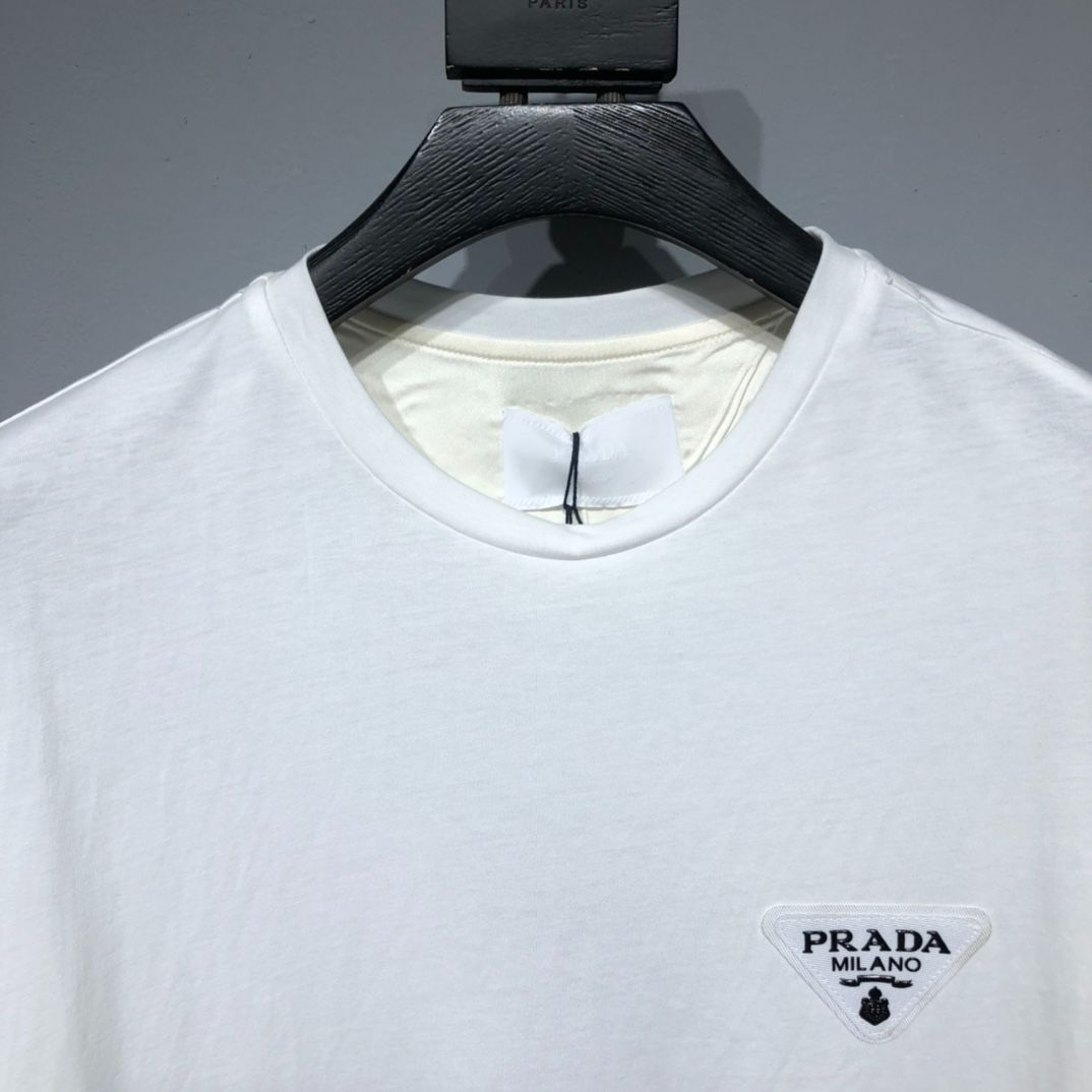 Prada プラダ 三角ロゴ メンズ レディース 半袖Tシャツ ホワイト M 