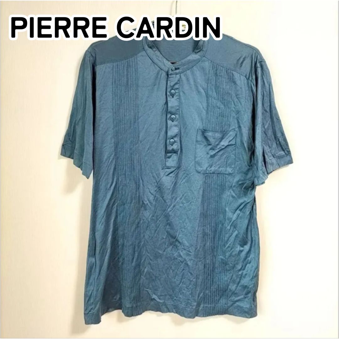 PIERRE CARDIN ピエールカルダン L ブルー ラウンドネック フロント