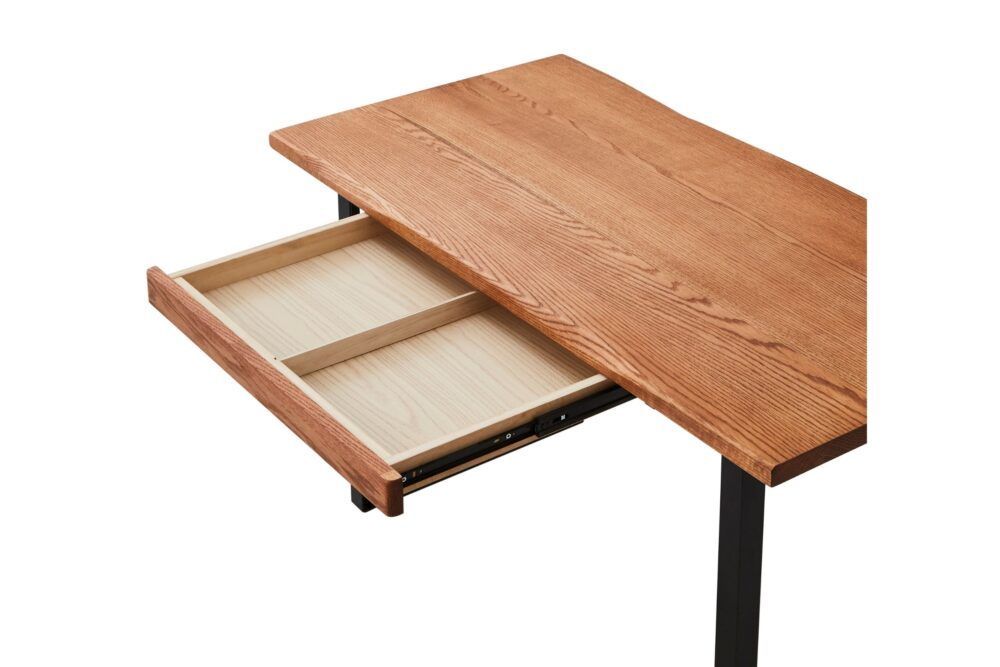 120×60引出付 センターテーブル オーク天然木 アイアンウッド