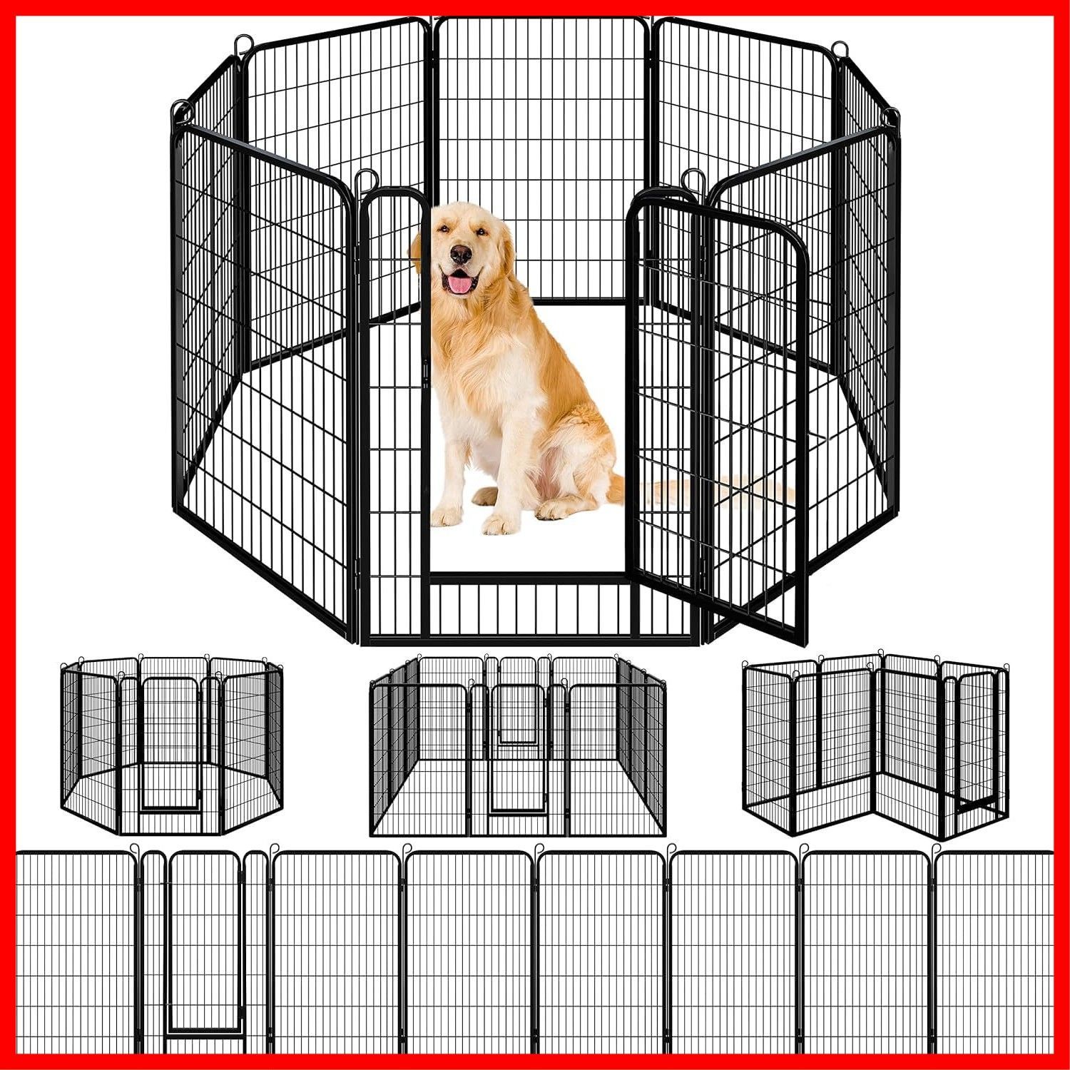 ペットサークル 高さ100cm 8枚 黒色 【公式通販】
