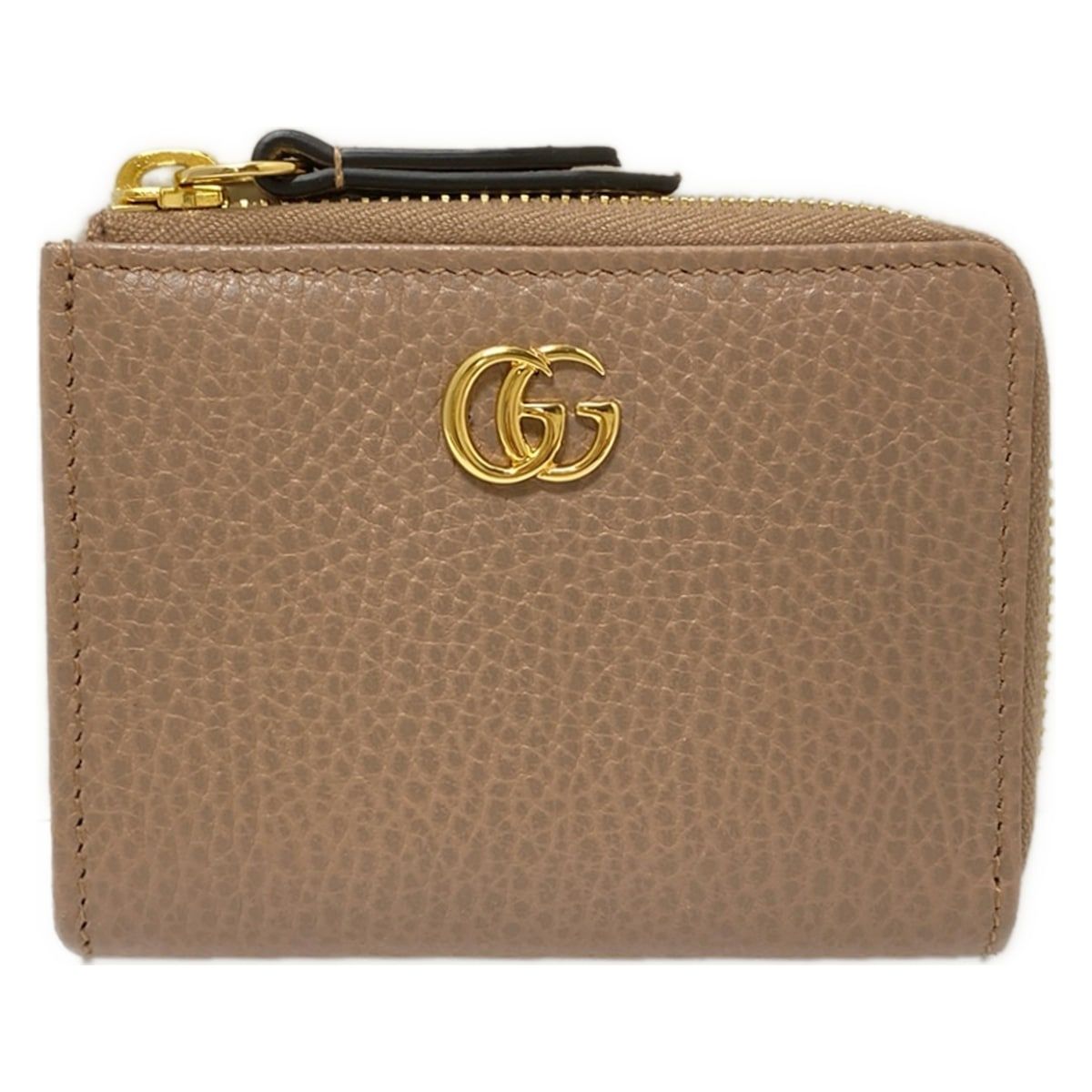 GUCCI 644406 ベージュ系レザーＬ字ファスナーケース GUCCI(グッチ) コインケース GGマーモント 644406 ピンクベージュ L字