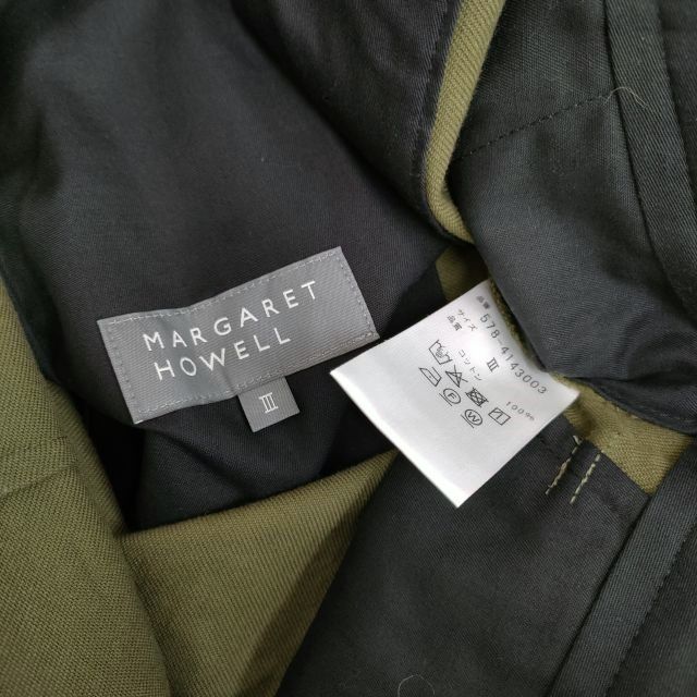 MARGARET HOWELL WASHED COTTON TWILL 578-4143003 定価37400円 サイズ3 パンツ 23AW カーキ レディース マーガレットハウエル【中古】4-0711M♪