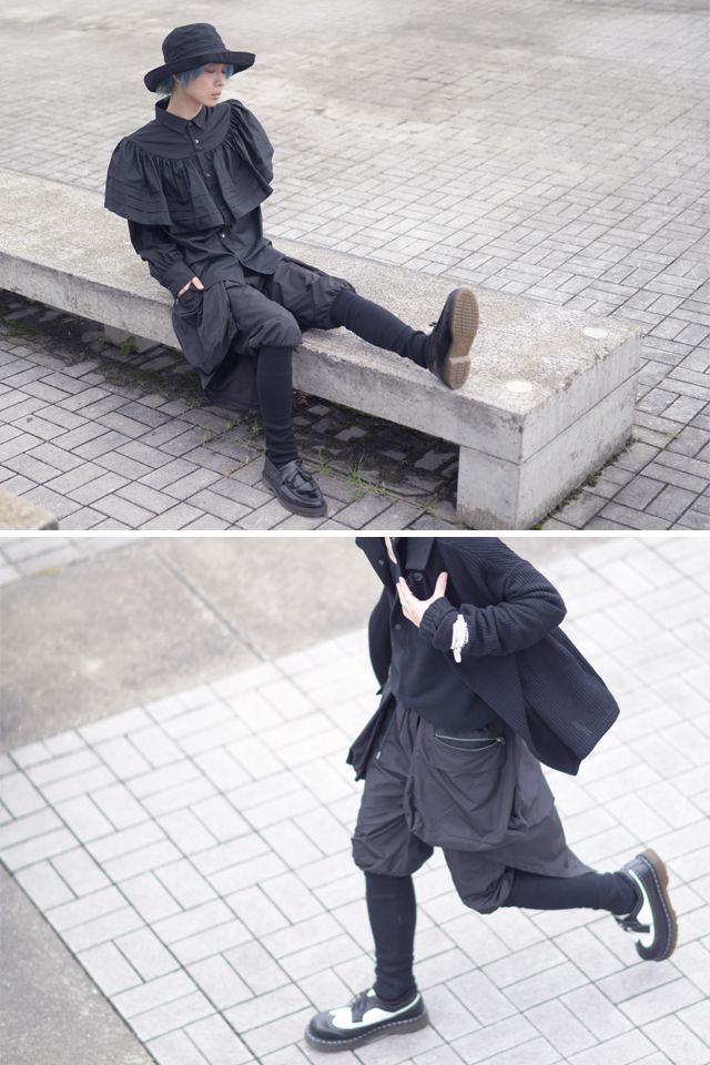 腰巻き風ZIPポケット×燕尾付きミリタリーサルエルジョガーパンツ