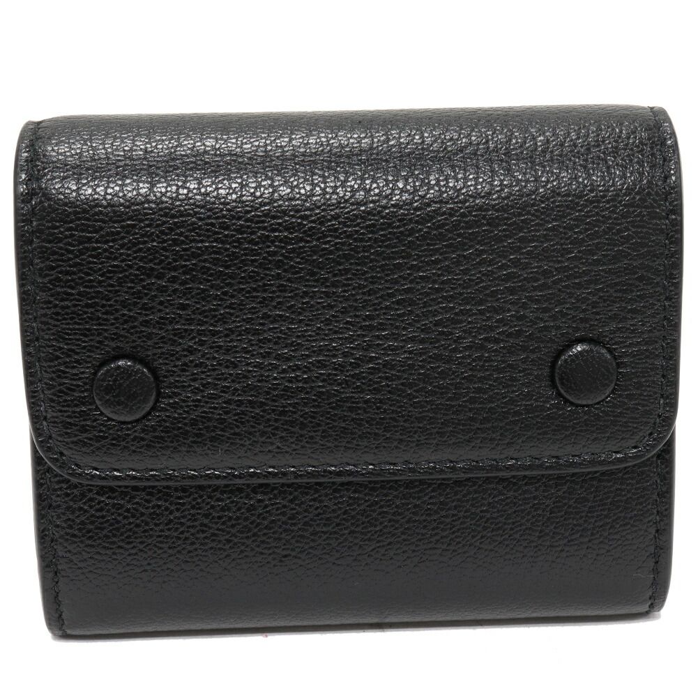 メゾンマルジェラ カードケース コインケース 4ステッチ ウォレットクリップ アコーディオン ゴートレザー ブラック ミニ財布 SA3VX0010P4806T8013