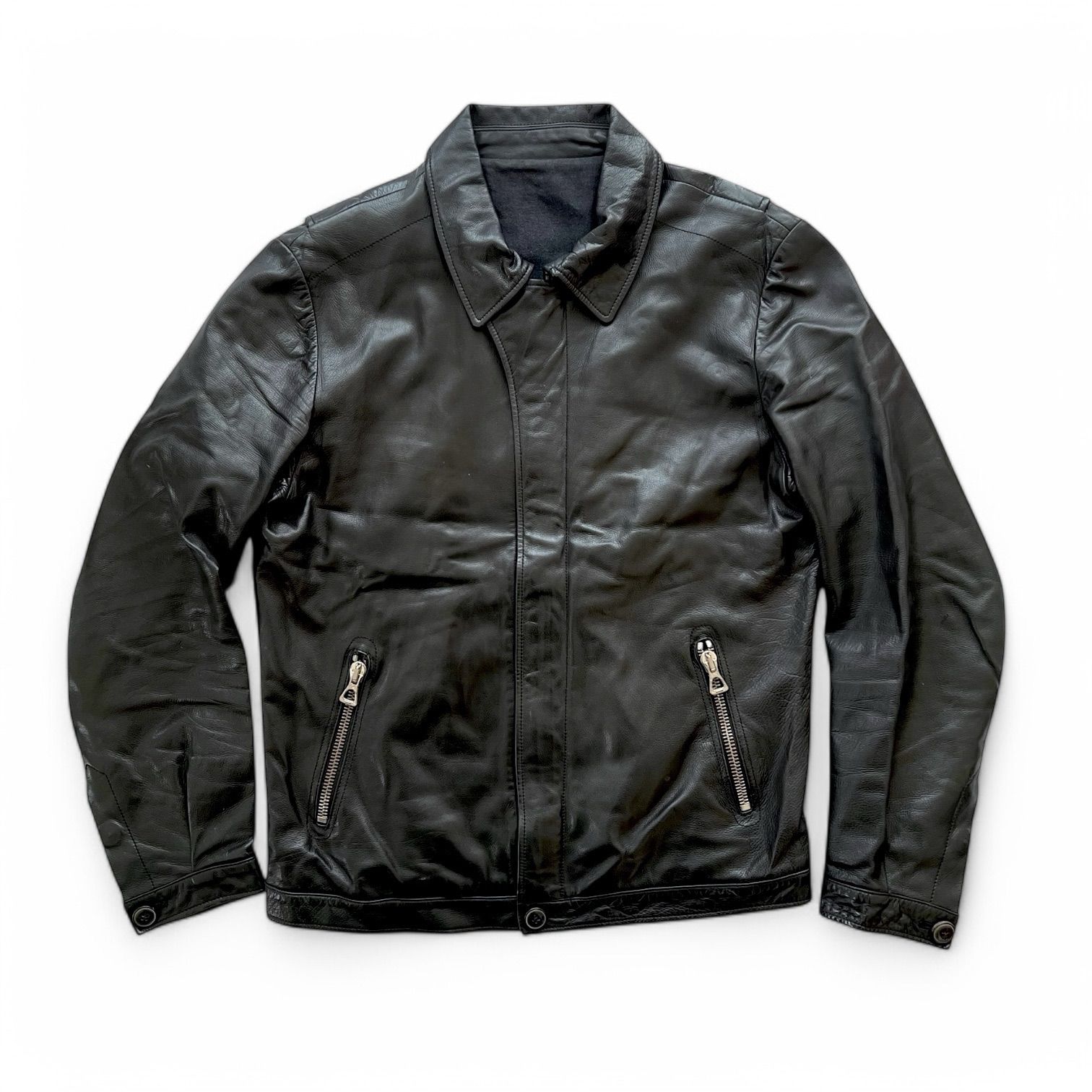 OPUS JAPAN シングルライダース レザージャケット ベビーカーフ　L OPUS JAPAN シングルライダース レザージャケット ベビーカーフ