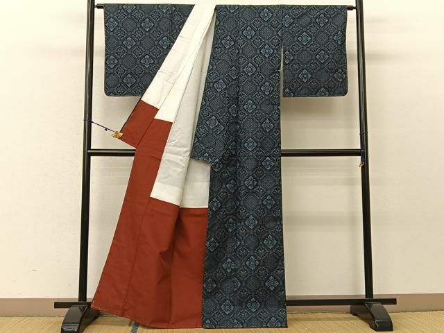 SH-0130 村山大島紬 花模様 平和屋着物□本場村山大島紬 蜀江花文 正絹 逸品 未使用