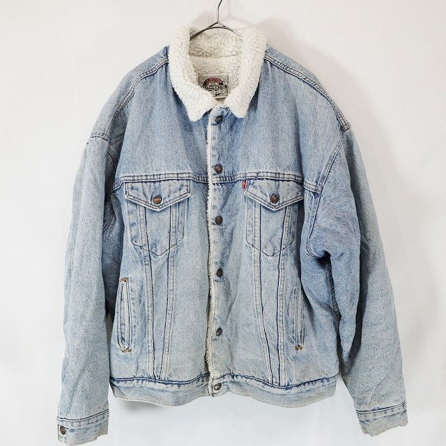 90s USA製 Levi's リーバイス 裏ボア デニムジャケット アメカジ 赤 