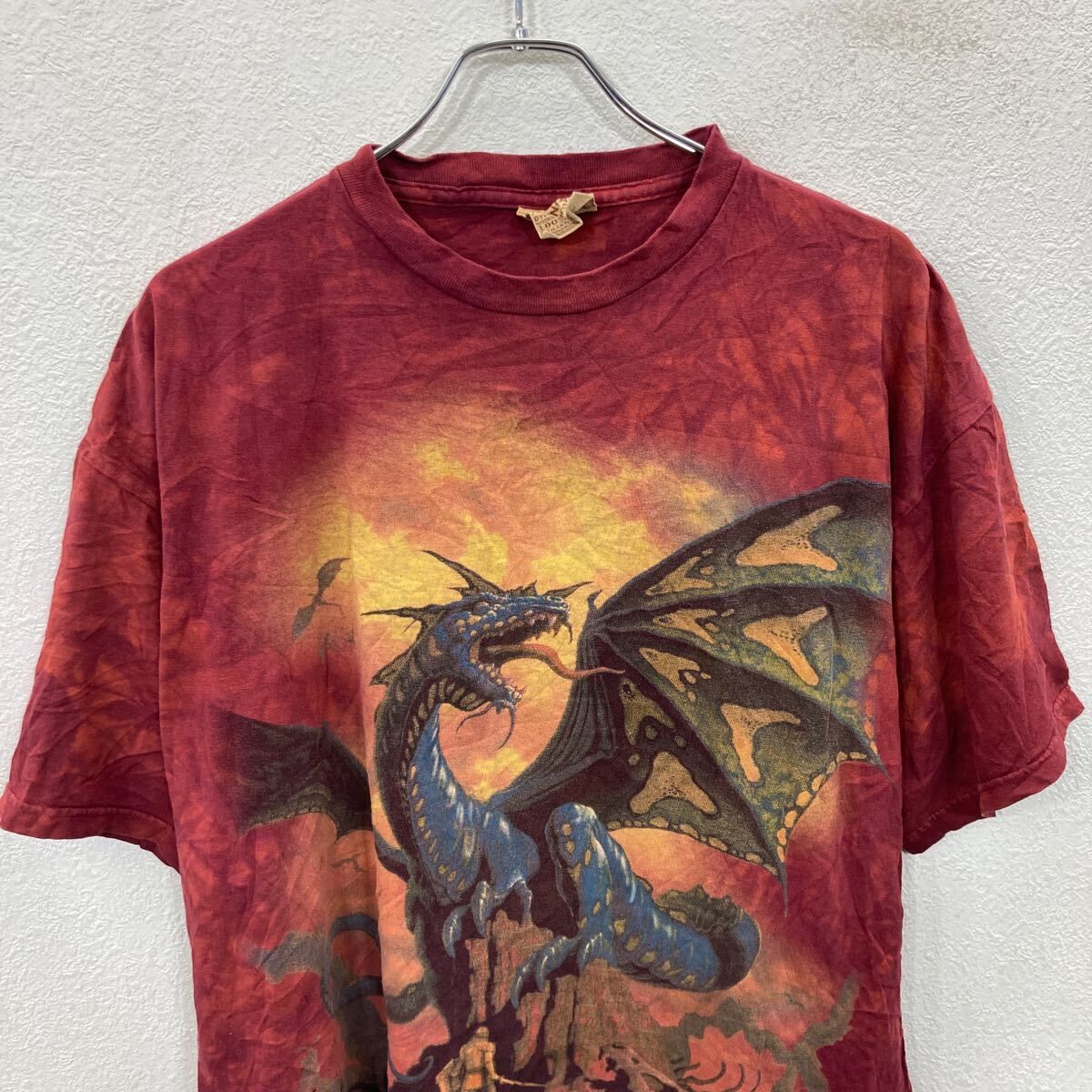 THE MOUNTAIN 半袖 プリントTシャツ XL レッド プルオーバー タイダイ 