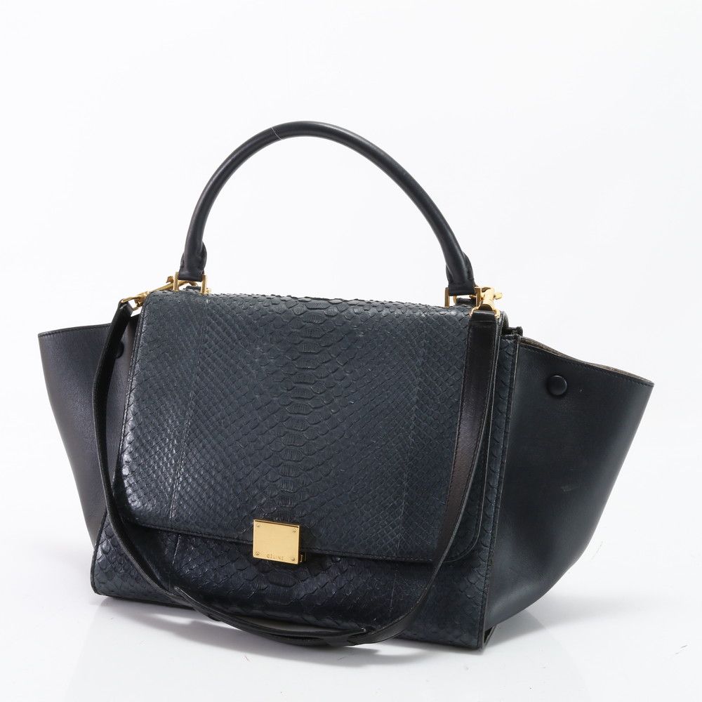 美品 セリーヌ トラペーズ ミディアム パイソン レザー 2WAY