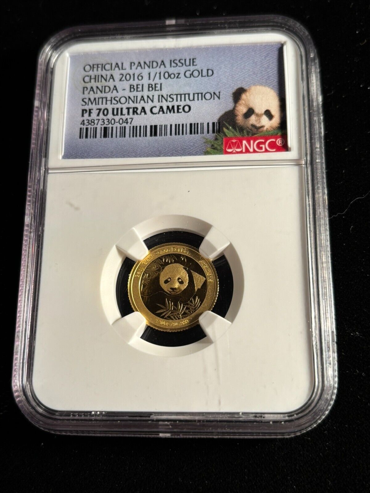 China 2016 1|10 Oz G Panda Bei Bei Smithsonian NGC Proof 70 Ultra Cameo