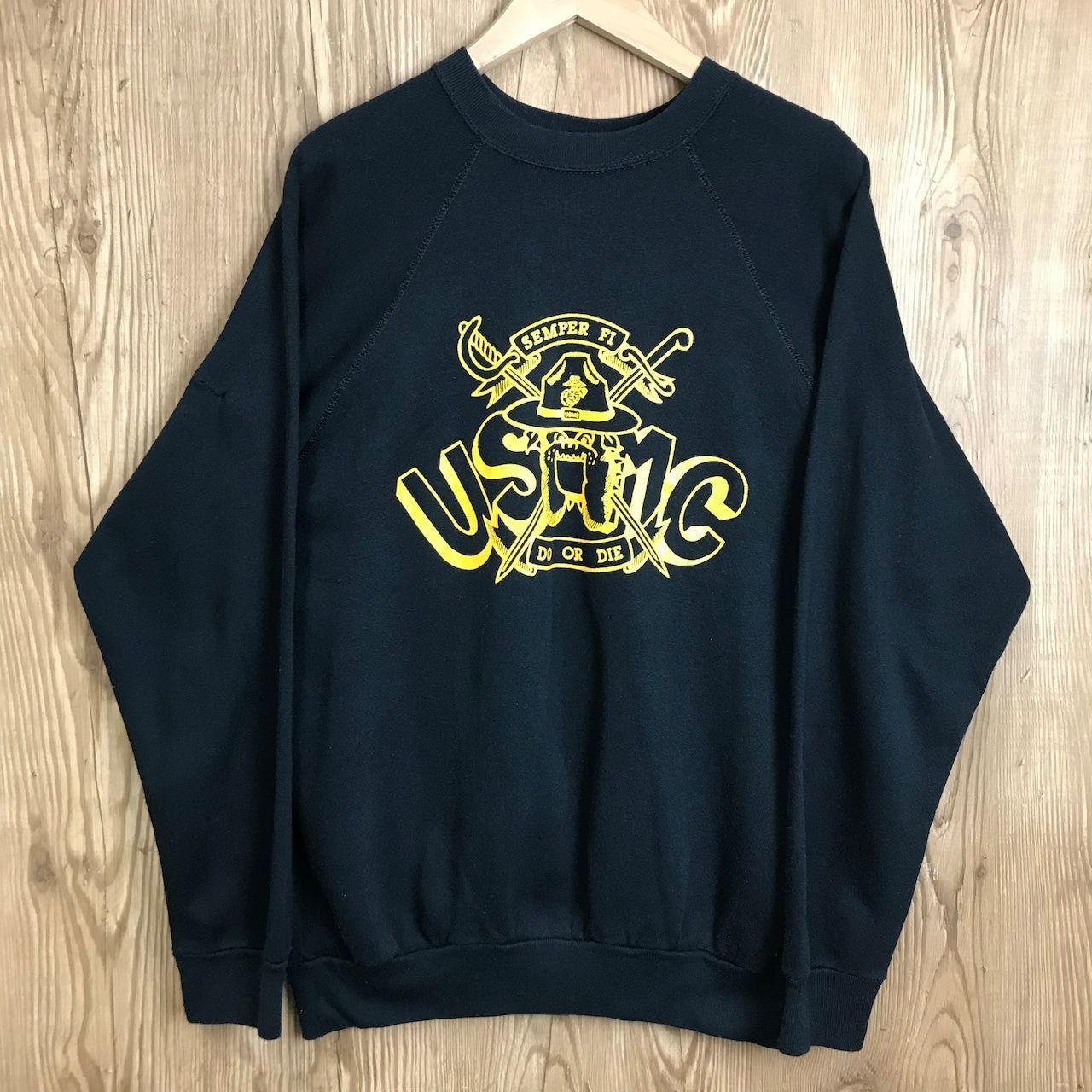 ブラックカラー USA製 80s USMC ミリタリー スウェット トレーナー