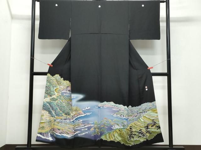 平和屋着物●京加賀友禅 松本健一 黒留袖 風景松文 正絹 CAAZ1039vf