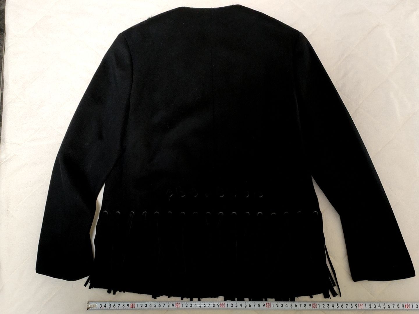 プラダPRADA ノーカラージャケット ブラック黒 サイズ38 Mサイズ 羊皮 