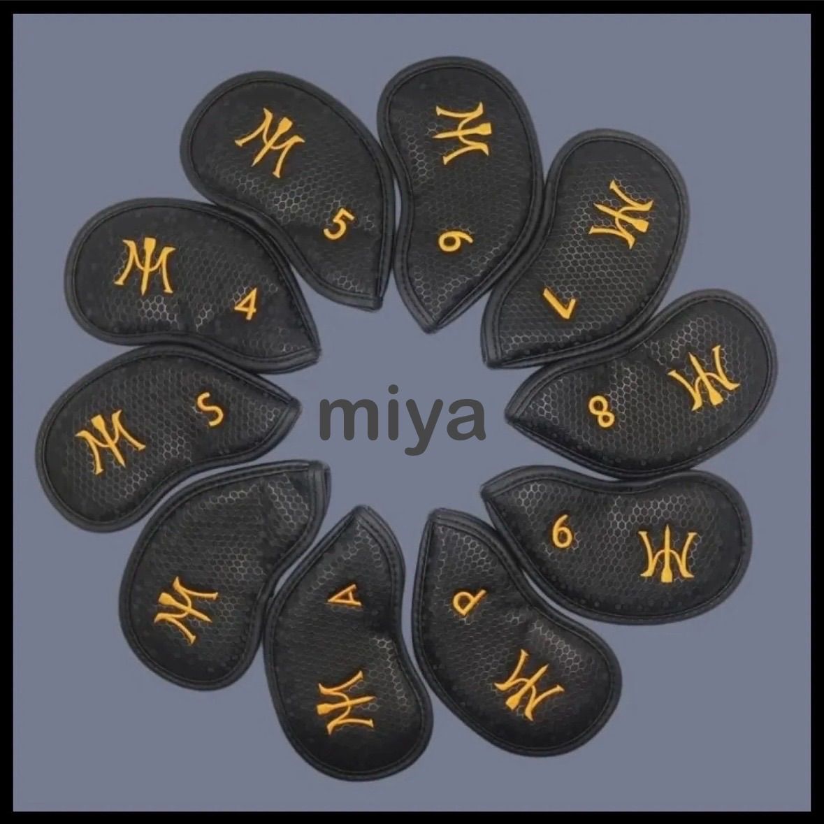 三浦技研 MIURA USA 10pcs IRON COVER アイアンカバー ヘッドカバー 10個セット (4-Pw,Aw,Sw,表記無し)  HONEYCOMB BLACK/GOLD - メルカリ