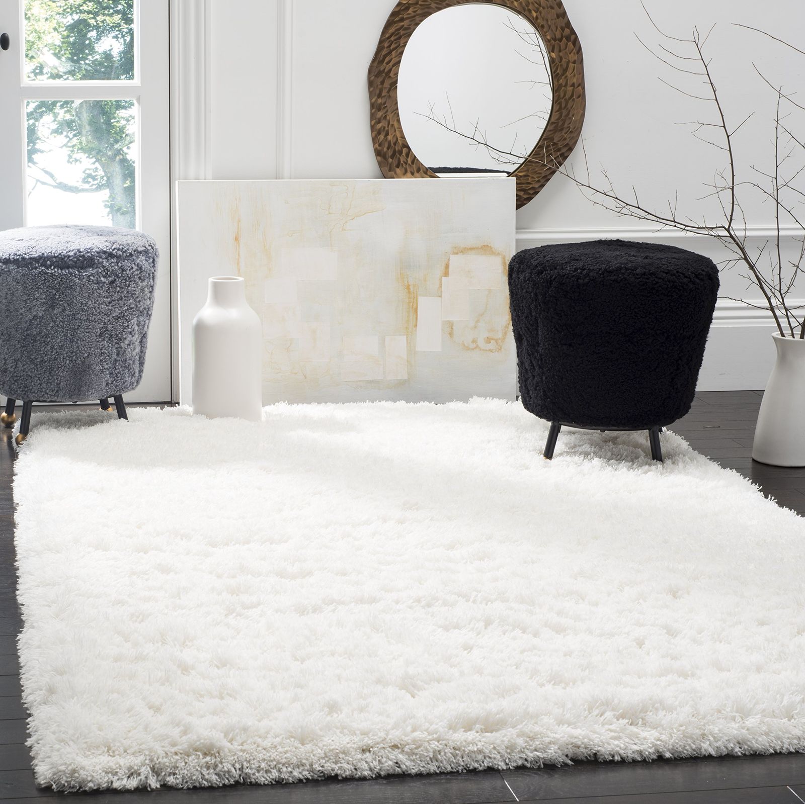 低価，定番人気 SAFAVIEH (サファビア) Polar Shag Collection (ポーラーシャグコレクション) エリアラグ ホワイト 91×152×厚さ8cm ソリッド グラマラス 厚めタイプ 【日本正規輸入品】ニューヨークブランド PSG800B その他