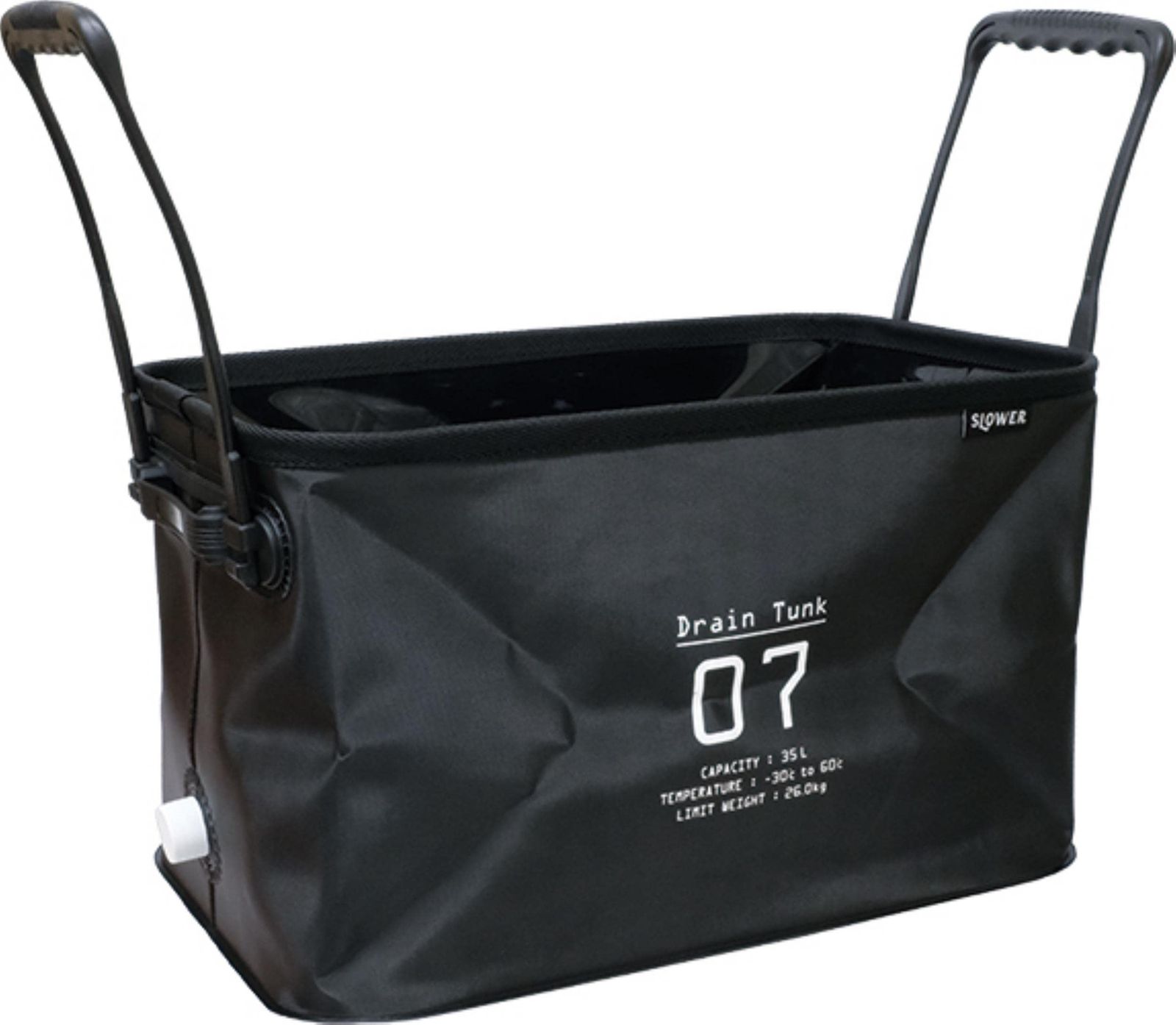 スロウワー(SLOWER) アウトドア 収納ケース 折りたたみ 防水 バケツ バッグ BLACK ブラック 35リットル HANG STOCK DRAIN TUNK 35L SLW275