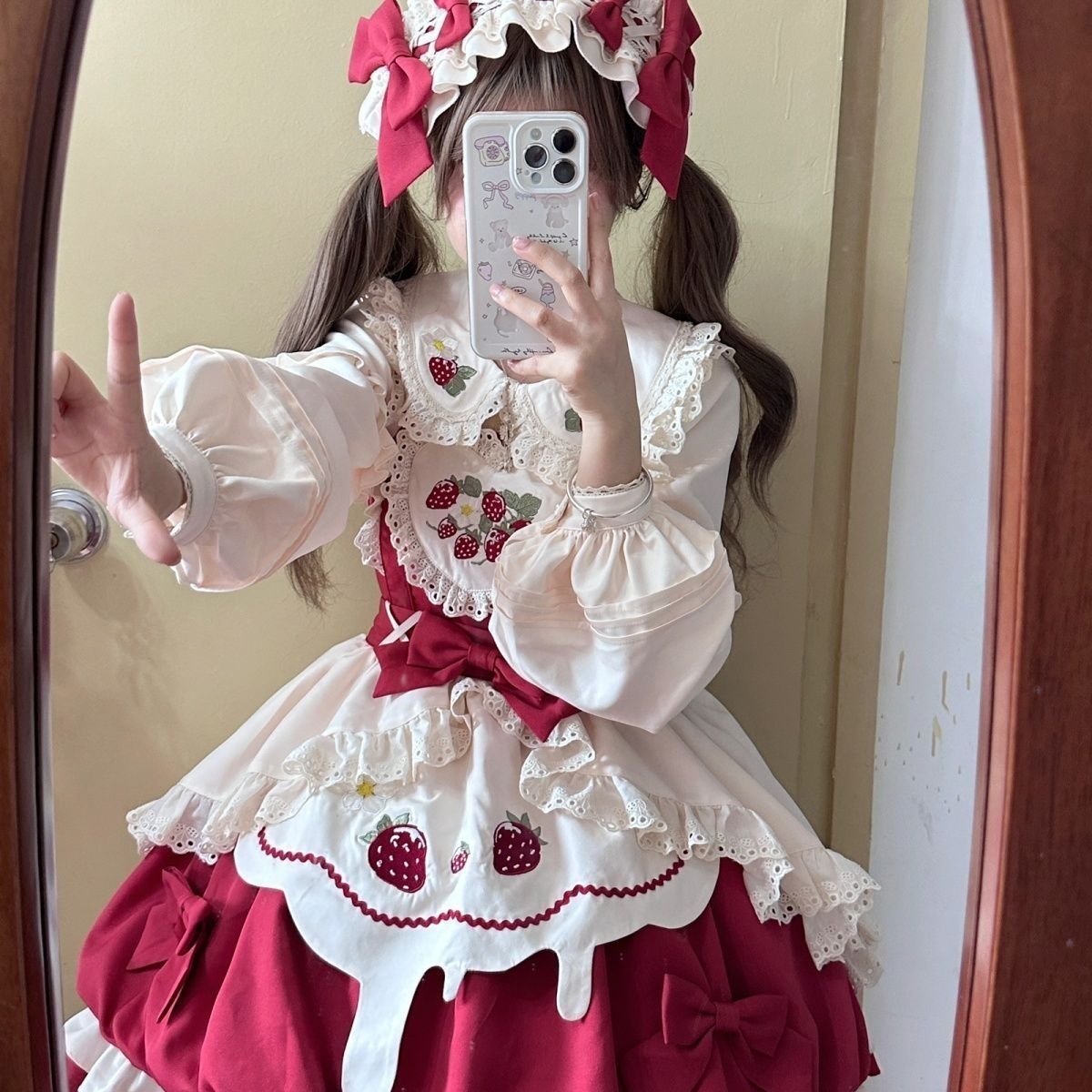 可愛い苺柄 ロリータワンピース