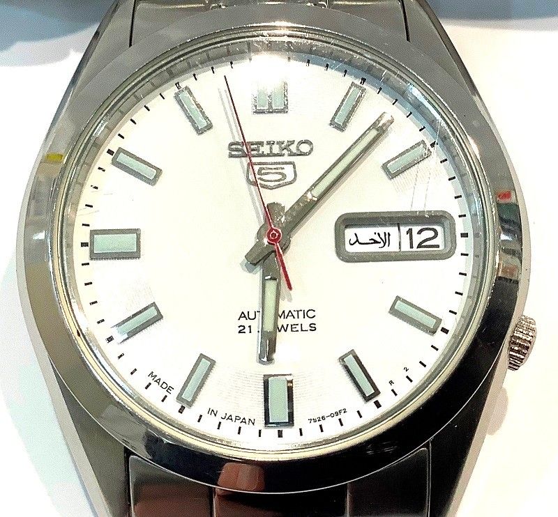 セイコー（SEIKO）SEIKO5裏スケルトンメンズオートマ時計　 7S26C-03B0　白文字盤　社外ベルト+純正ベルト（FF欠品）【中古】KB-9244