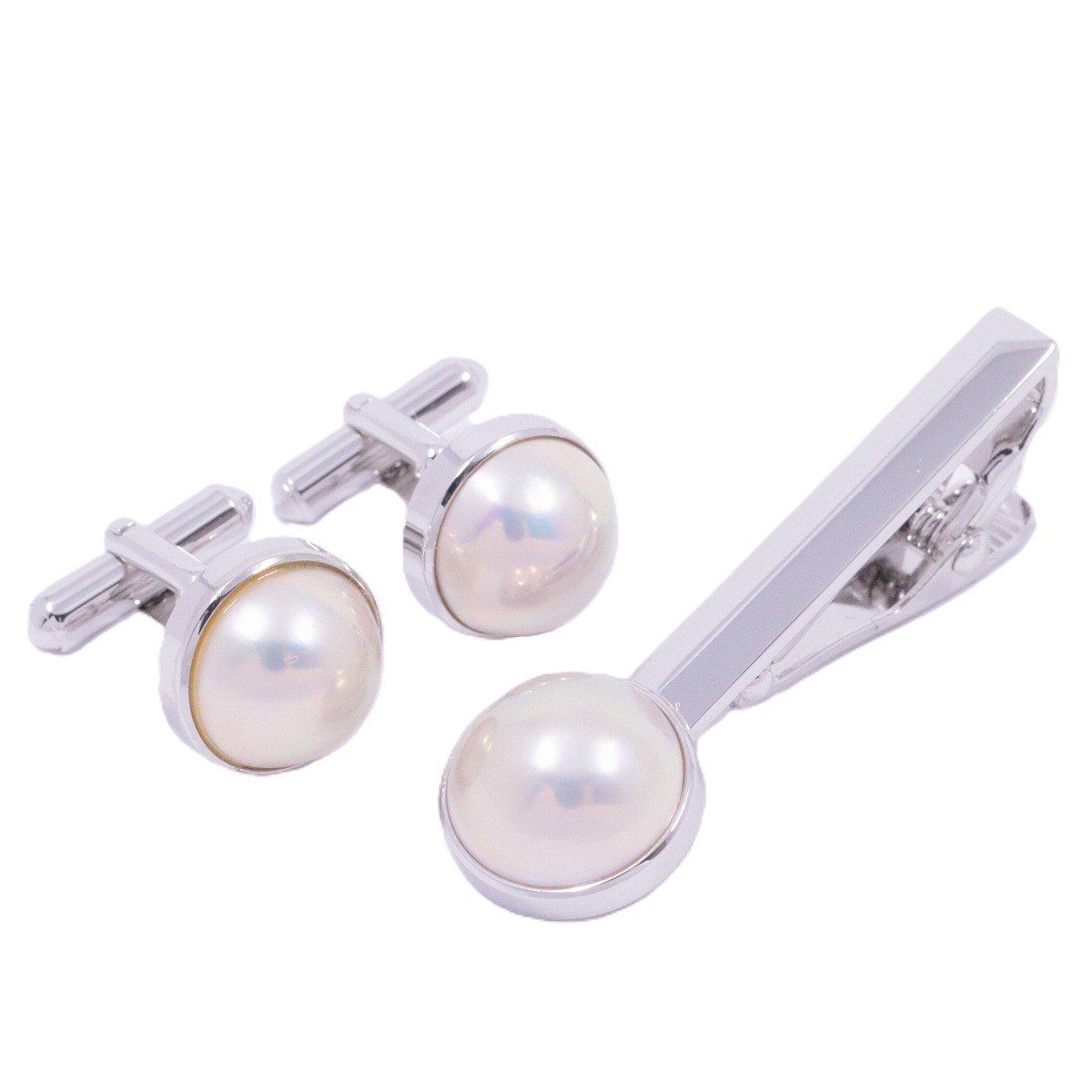 TASAKI タサキ 田崎真珠 カフス＆タイピン シルバー|マベパール ZMP5525 いおき質店 管理2