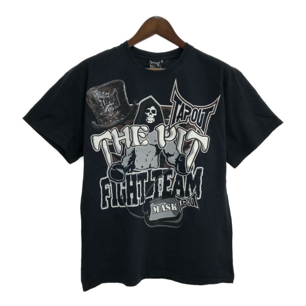 TAP OUT タップアウト MASK 半袖Ｔシャツ ブラック メンズ L 古着 T9940