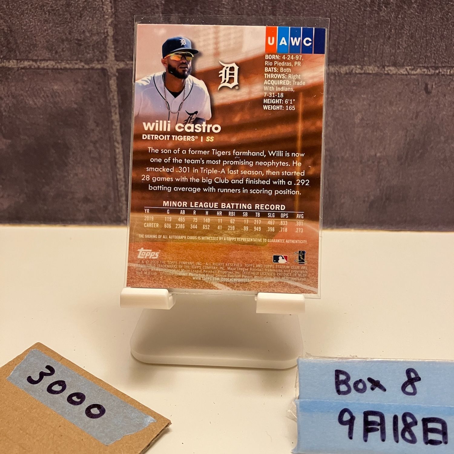 2019 Topps Stadium Club Chrome Willi Castro 直筆サイン
