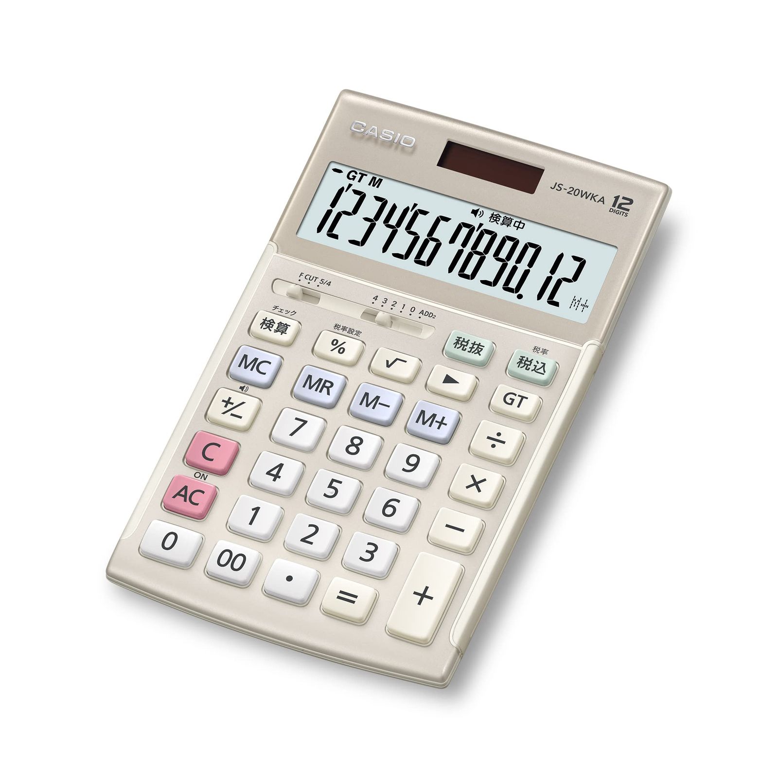 【迅速発送】カシオ 本格実務電卓 12桁 検算機能 ジャストタイプ ゴールド JS-20WKA-GD-N グリーン購入法適合 エコマーク認定