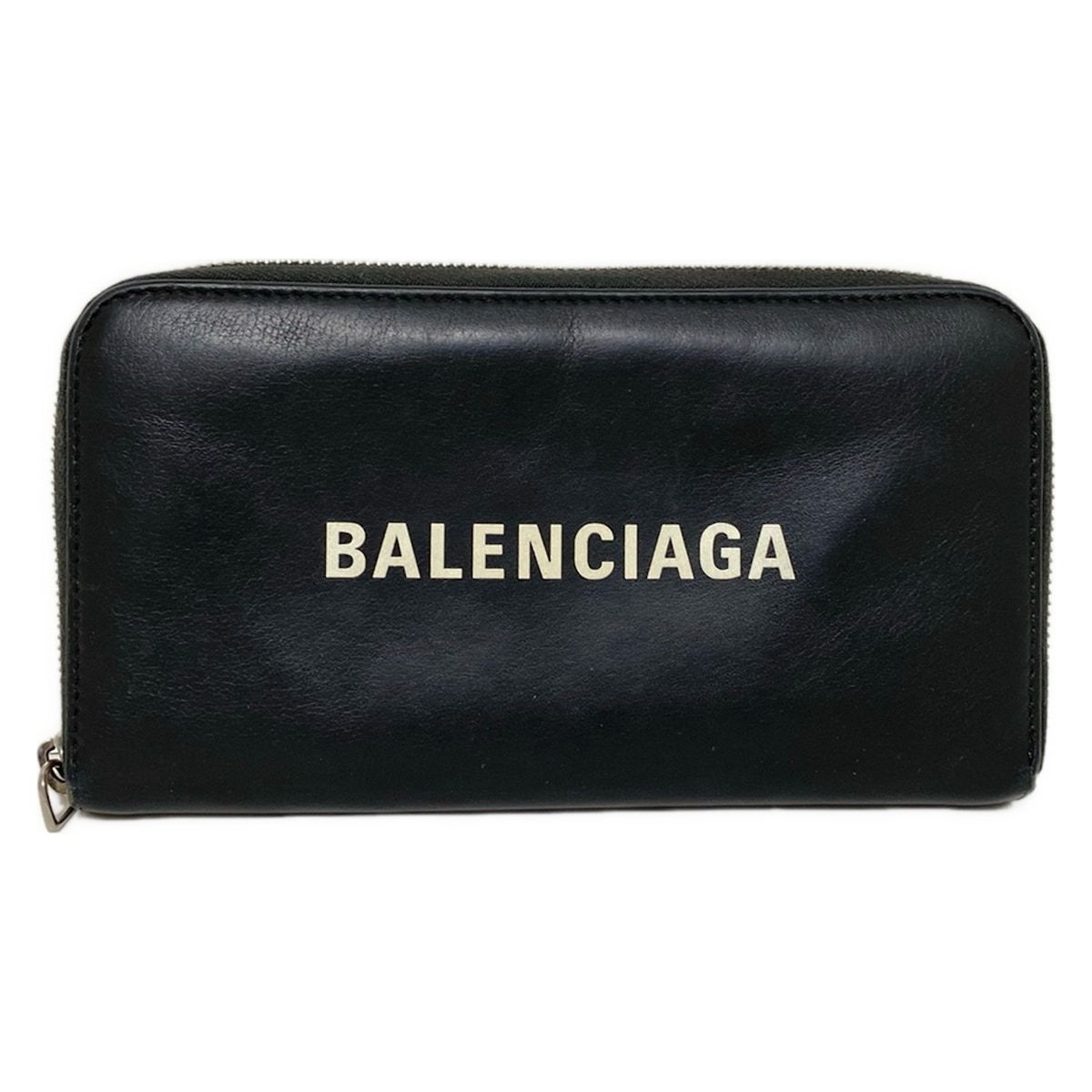 BALENCIAGA バレンシアガ 長財布 エブリデイコンチネンタルジップアラウンド 505052 黒×白 ラウンドファスナー レザー