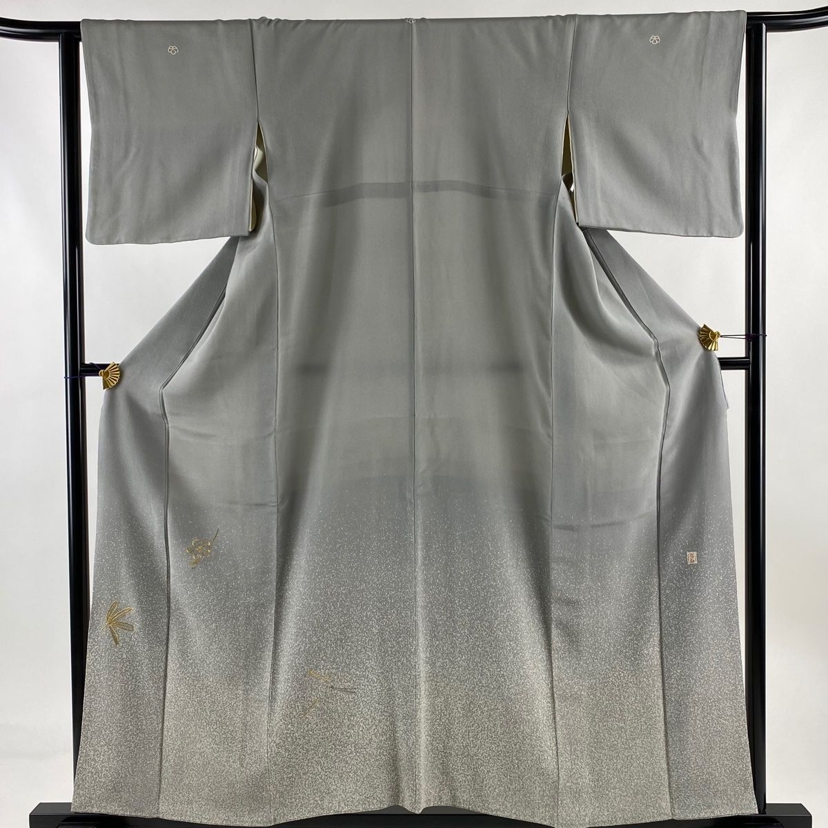 色留袖 身丈158cm 裄丈63cm S 袷 人間国宝 森口華弘 落款 松竹梅 金銀糸 灰色 正絹 三つ紋