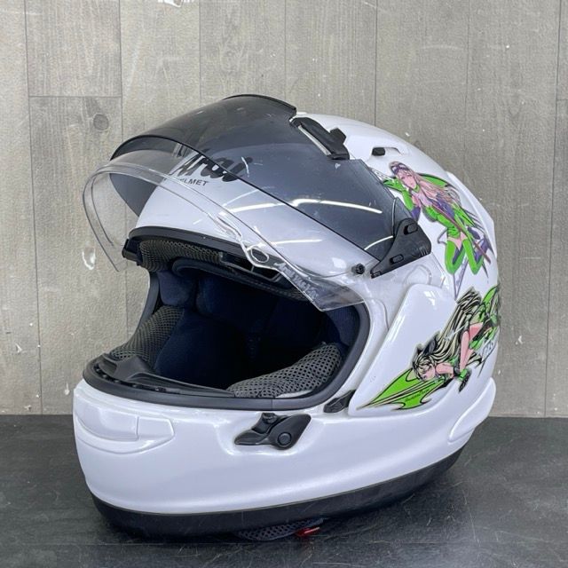 フルフェイスヘルメット【中古】Arai ASTRALX 61.62cm XLサイズ ホワイト系 スーパーステッカーカスタム バイク オートバイ/59913