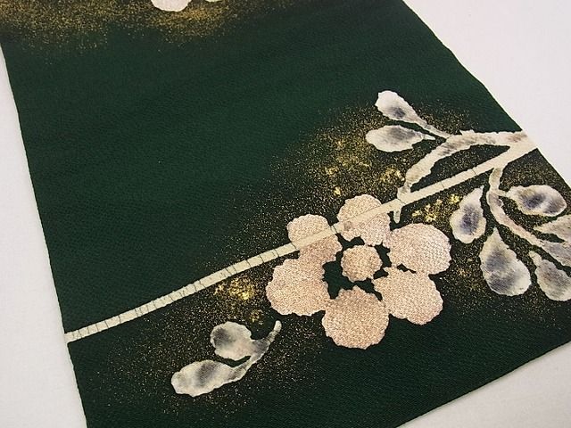 平和屋1□希少 浦野理一 九寸名古屋帯 枝花文 鬼しぼ縮緬 金彩 逸品 