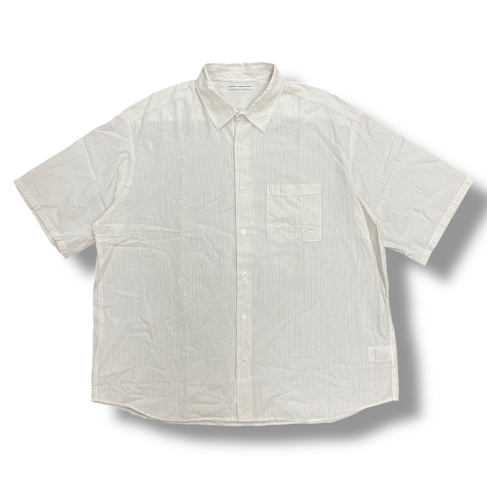 参考上代25300円 uniform experiment 25SS STRIPE S/S SHIRT ストライプ ショートスリーブ シャツ 半袖 ユニフォームエクスペリメント UE-250030 ホワイト系 4 97016A02