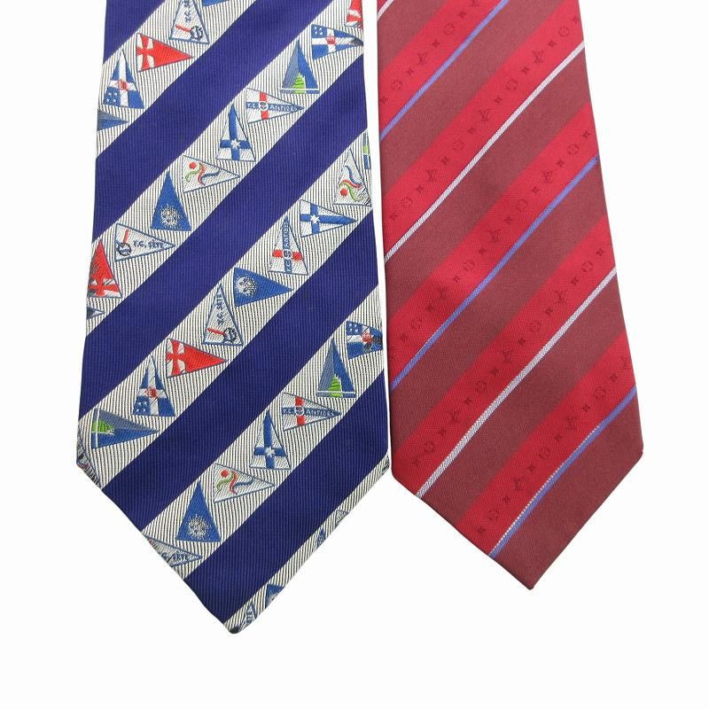 LOUIS VUITTON ルイヴィトン シルク 総柄 ストライプ ネクタイ ルイ