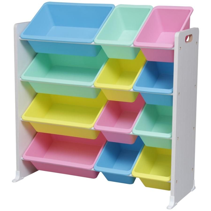 【斜めで取りやすい! ベビー用品収納にも】アイリスオーヤマ おもちゃ箱 パステル 幅86.3×奥行34.8×高さ89.5cm キッズ トイハウスラッ