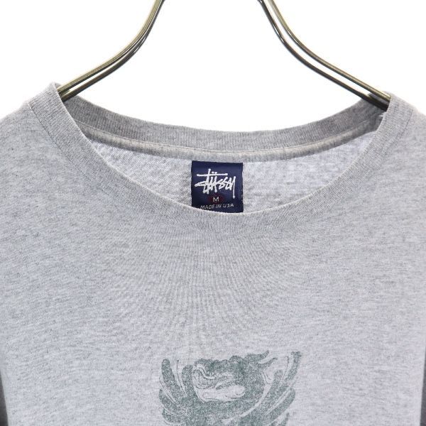 ステューシー 90s USA製 紺タグ ロゴプリント 半袖 Tシャツ M 杢グレー ...