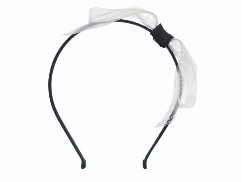 CHANEL シャネル カチューシャ ヘアバンド ココマークリボン18S刻印 クリア ブラック PVC 4b005527