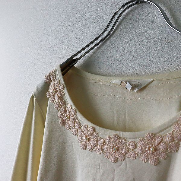 さえら ANLICO アンリコ コットン フラワーレース 切替 刺繍ワンピース