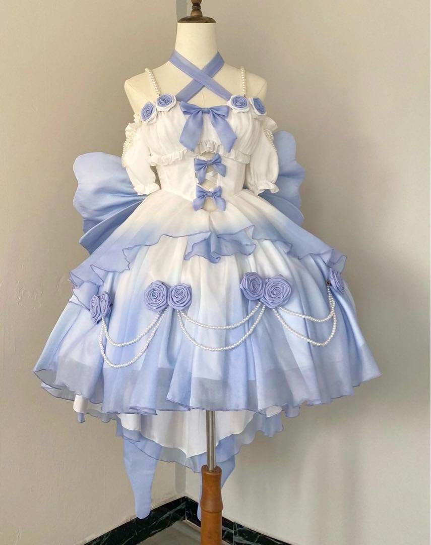 ロリータワンピース 華ロリ ティアード コスプレ衣装 ゴシック 仮装 エレガント ロリータワンピース 華ロリ ティアード コスプレ衣装 ゴシック