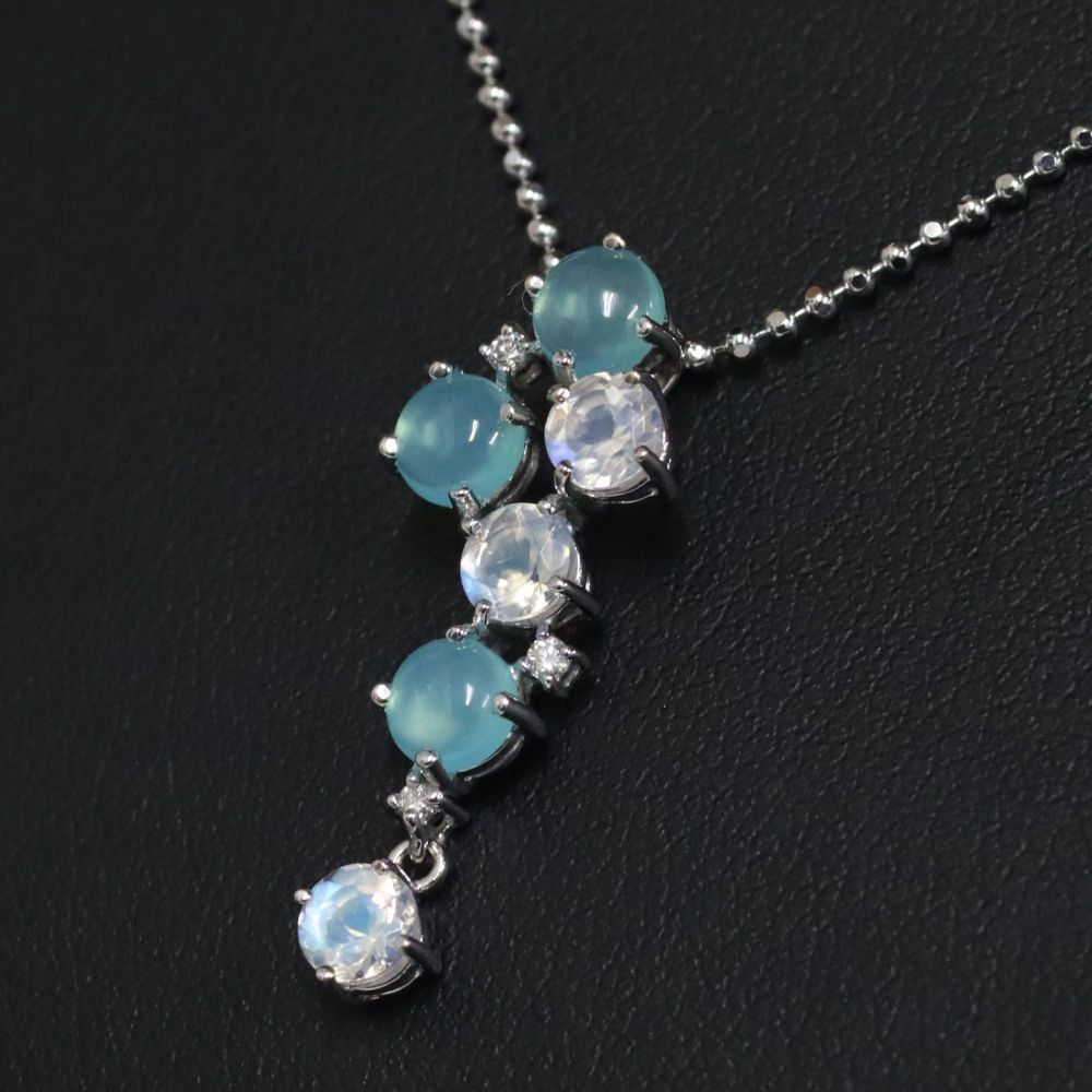TASAKI タサキ K18WGカルセドニームーンストーンネックレス D0.03 4.7g