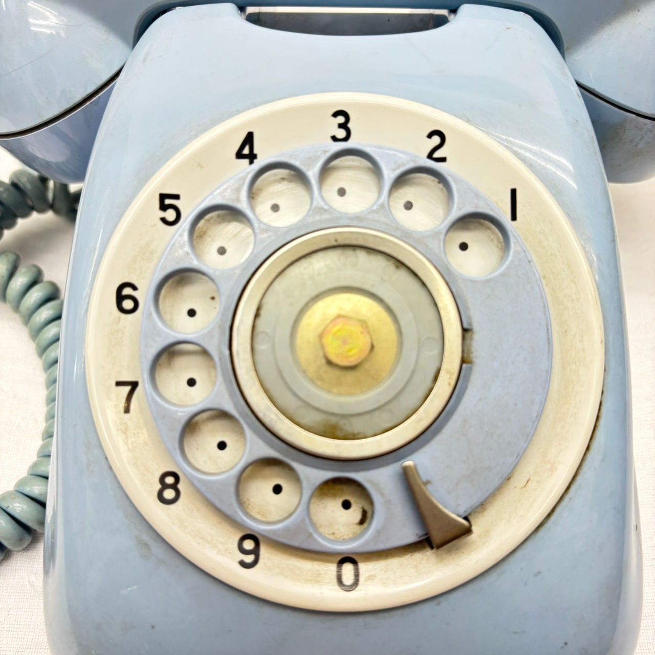 205 昭和レトロ電話 黒電話＆ブルー ダイヤル式電話機 アンティーク