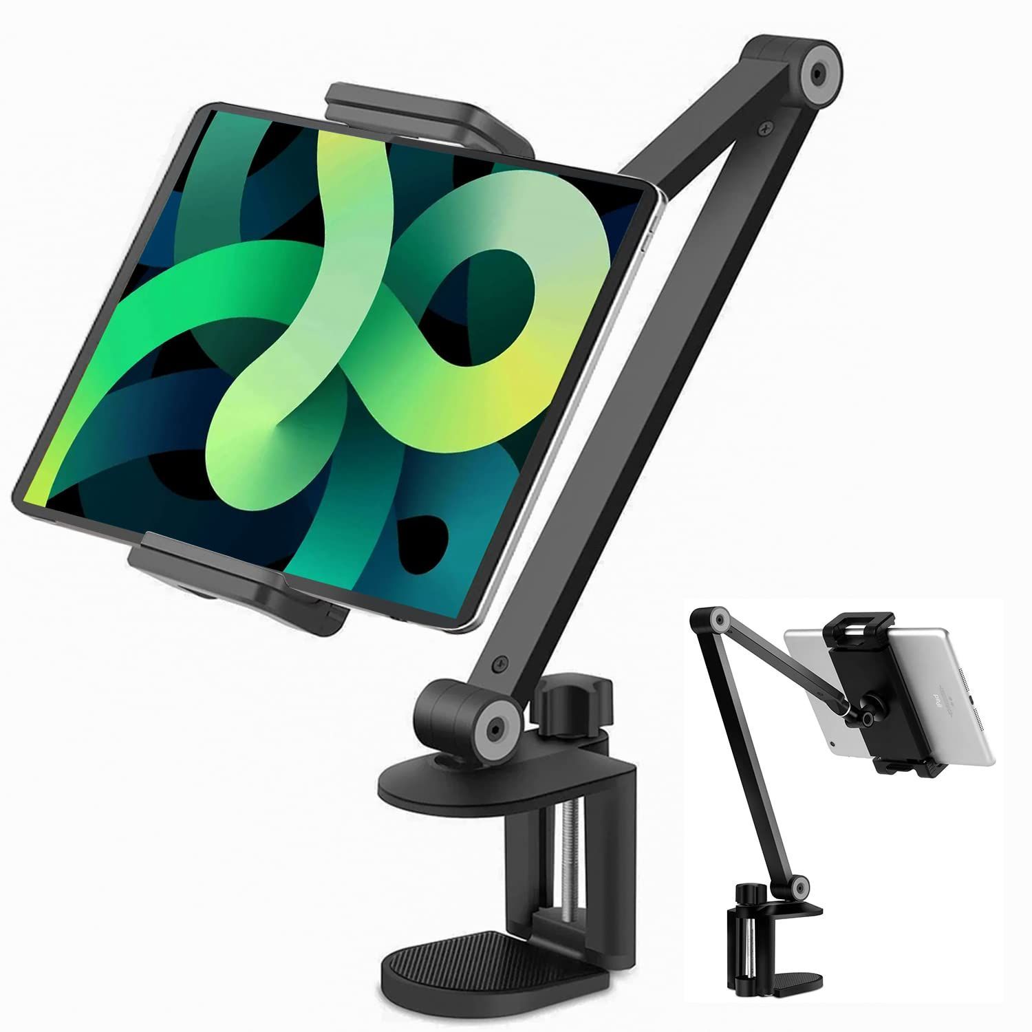 【在庫セール】iPhone＆Android＆iPad＆Kindle＆モバイルモニター兼用ホルダー 折りたたみ 2つの関節 360回転 卓上用 日本語取扱説明書 横/縱き スマホスタンド スタンド スタンド スタンド (ブラッ