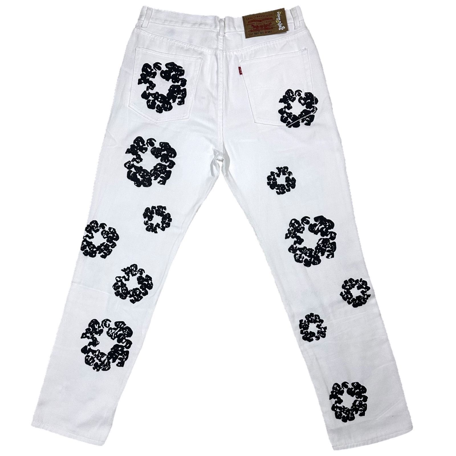 デニムティアーズ リーバイス フラワープリント デニムパンツ ホワイト