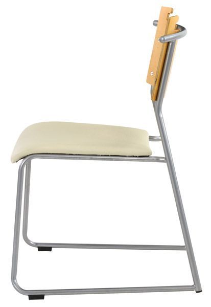 ２脚セット ソフトレザー座面のスタッキングチェア