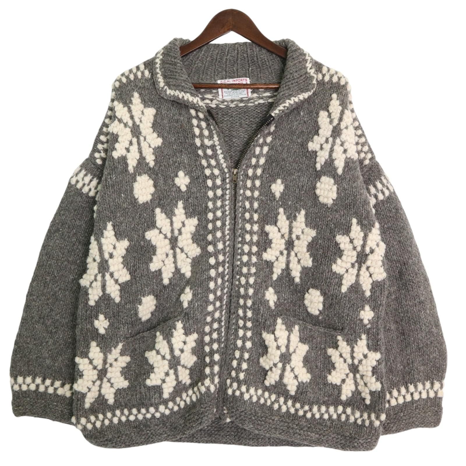 C.C.H. IMPORTS エクアドルニット ウール ニット セーター 総柄 グレー  