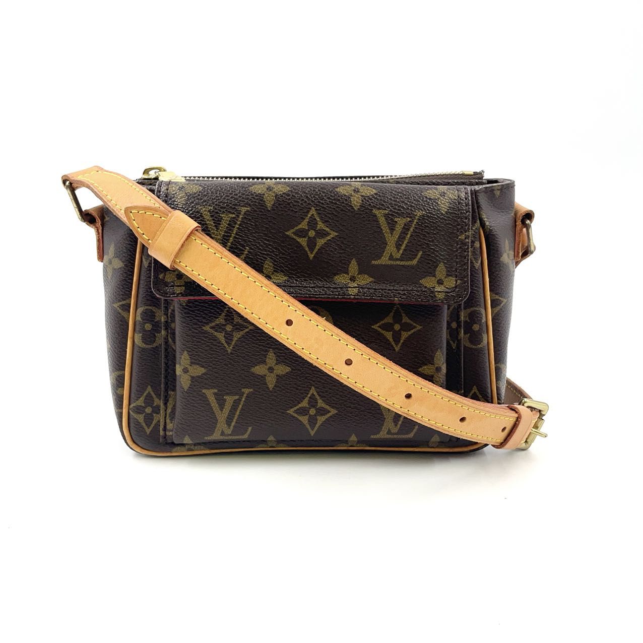 LOUIS 曲る VUITTON（ルイヴィトン）モノグラム リポーターPM M45254 ショルダーバッグ PVC×レザー ブラウン【