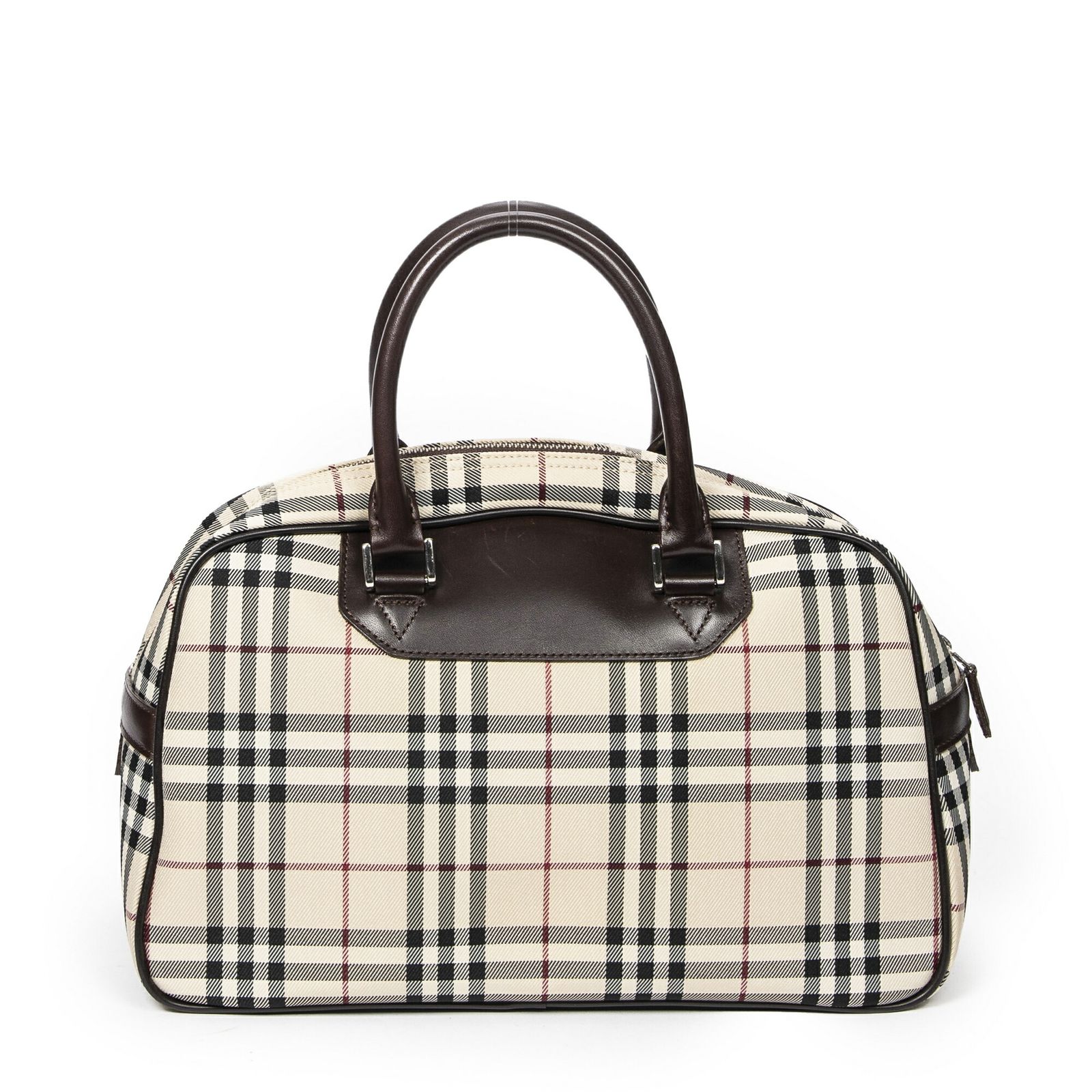 ミニ ハンドバッグ ノバチェックレザー トート ブラウン BURBERRY