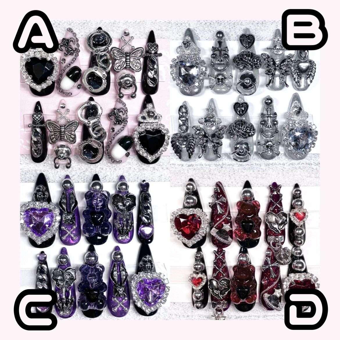 ネイルチップフルオーダー量産型地雷サブカルパンクゴスロリ韓国y2k  