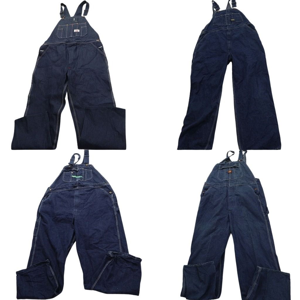 古着卸 デニム オーバーオール 4枚セット メンズ 38 40 42 44 インディゴブルー フェード サロペット 古着 NC1368